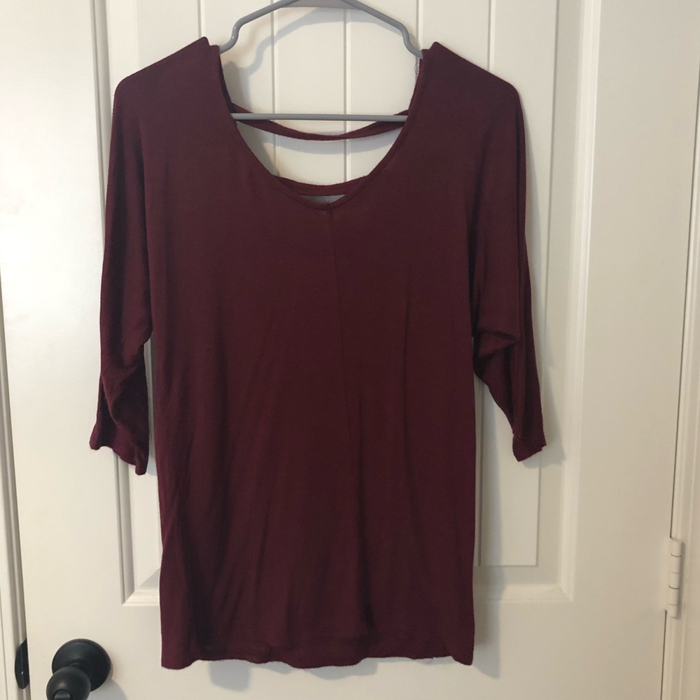 anthropologie maroon tee